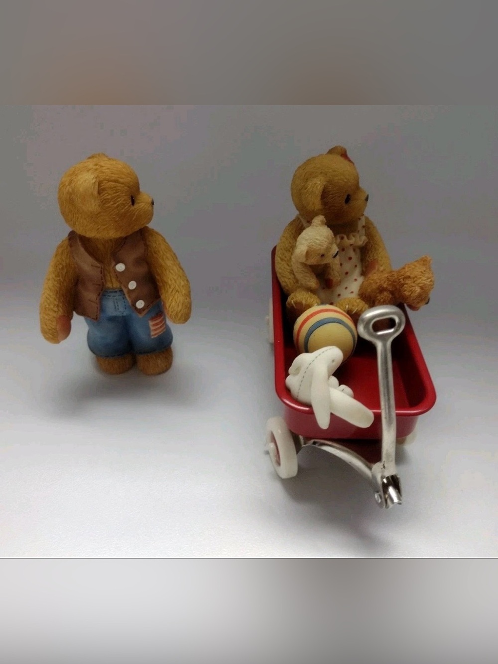Cherished Teddies Vernon and Eva 706973 Radio Flyer Wagon American Classics